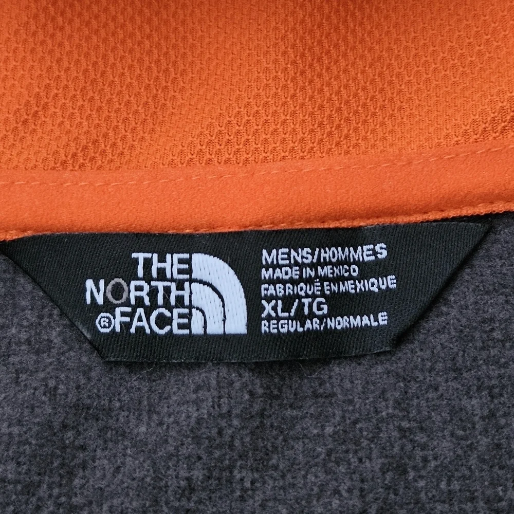 North Face Men’s Zip Up Sweatshirt Size XL Full Zip Hoodie Jacket Gray Orange